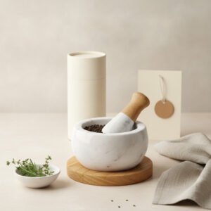 Marble & Wood Mortar